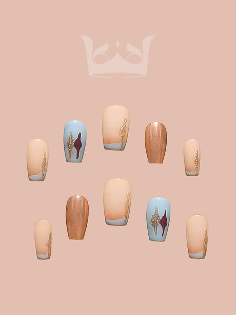 Che Naildid luxury rose gold chrome Squoval press on nails