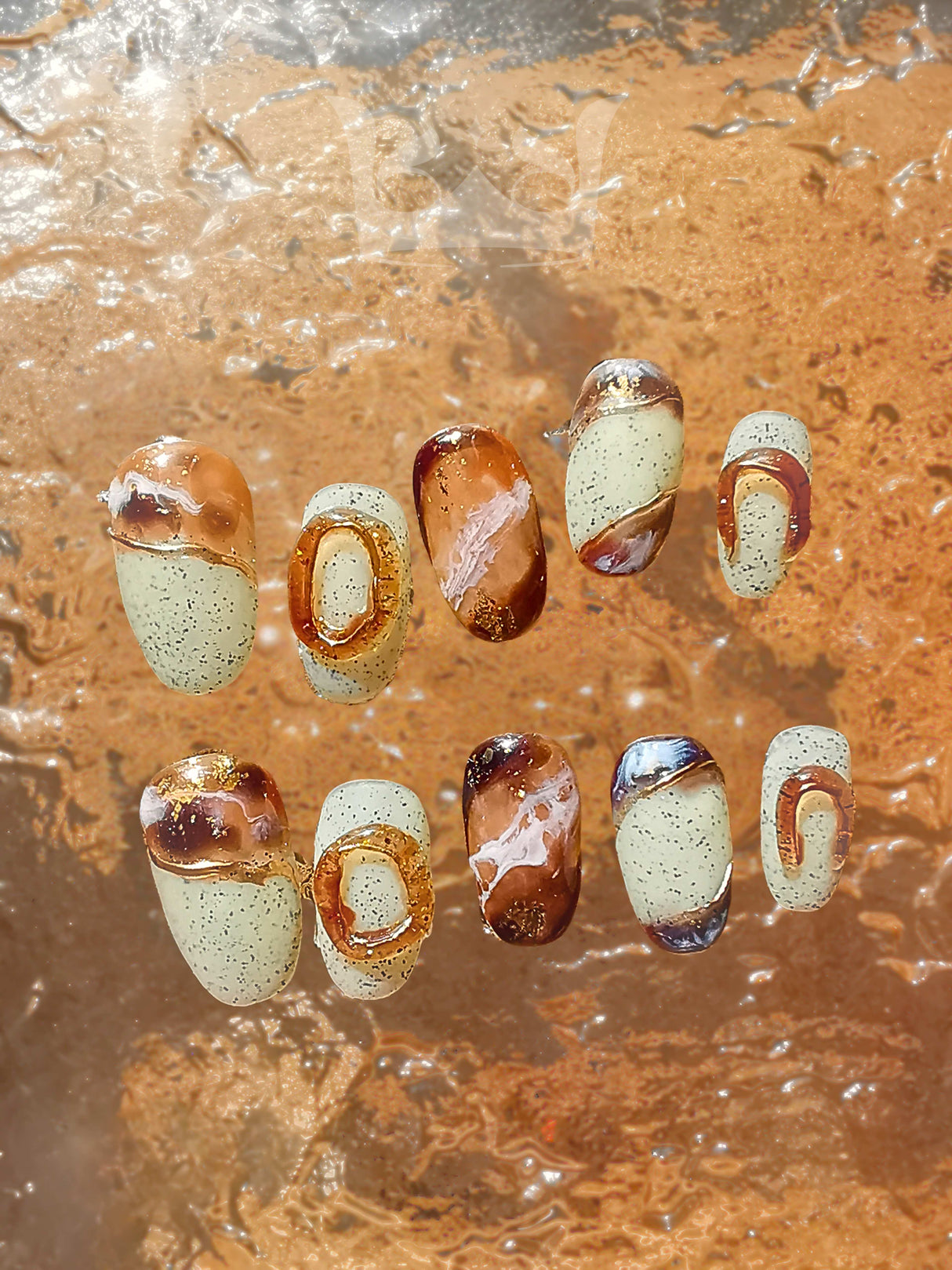 These cute nails are designed to enhance the wearer's appearance with a mix of colors, patterns, and metallic accents suitable for various occasions.