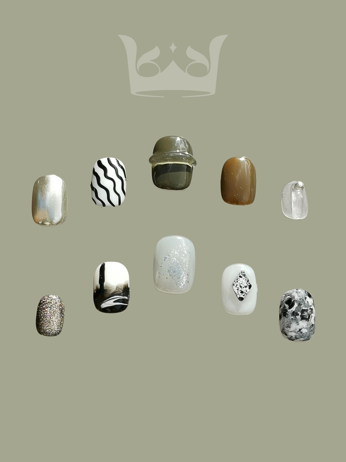 These press-on nails offer a range of textures, patterns, and finishes for nail art enthusiasts to express their creativity and style.