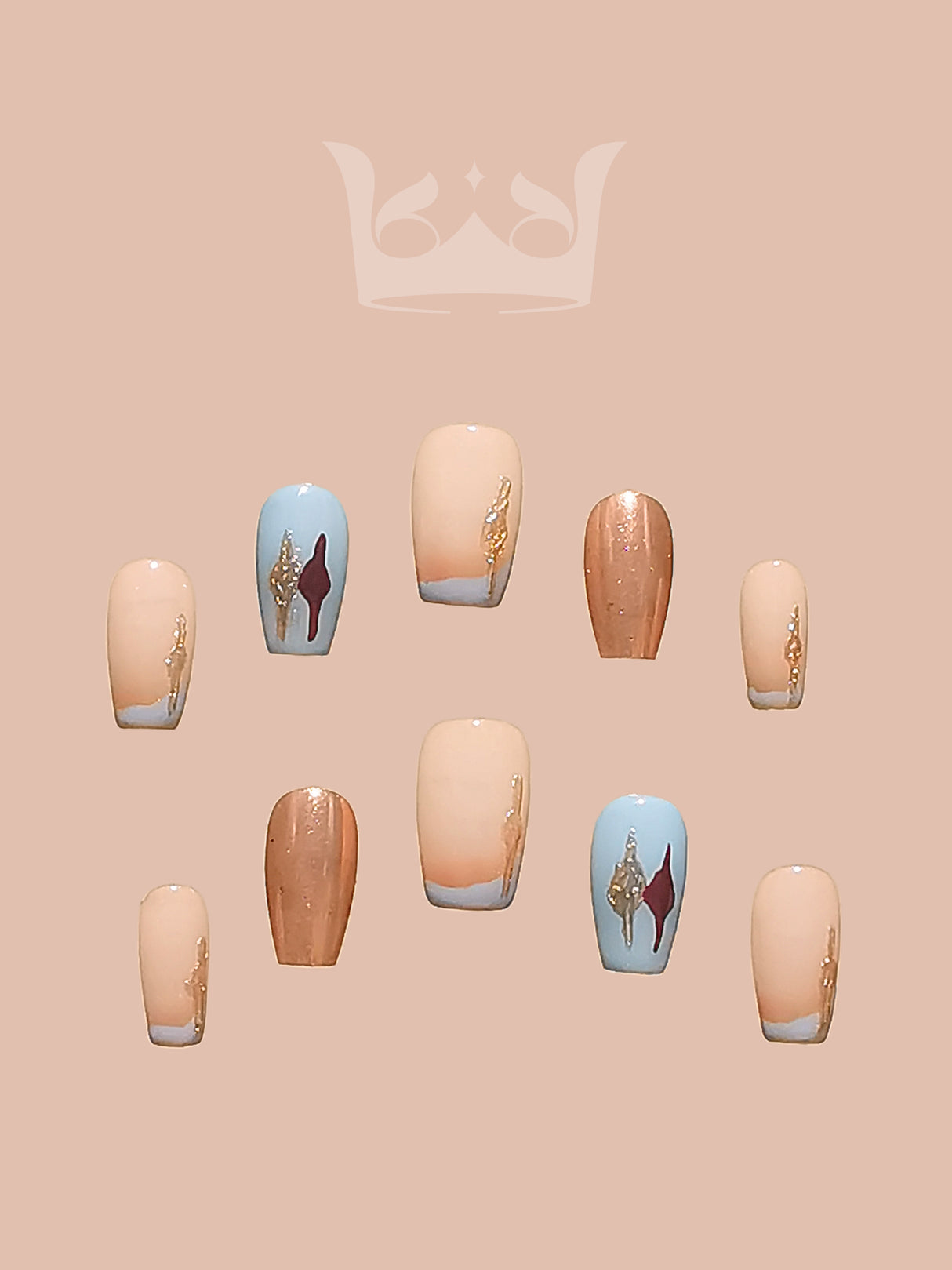 Cute nail art options with modern and stylish designs featuring a combination of colors, embellishments, and metallic finishes for a chic aesthetic.