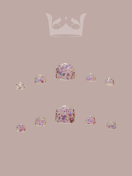 Cute nails with shimmering embellishments in various colors, perfect for special occasions or as a fashion statement. Fits different nails and adds glamour.