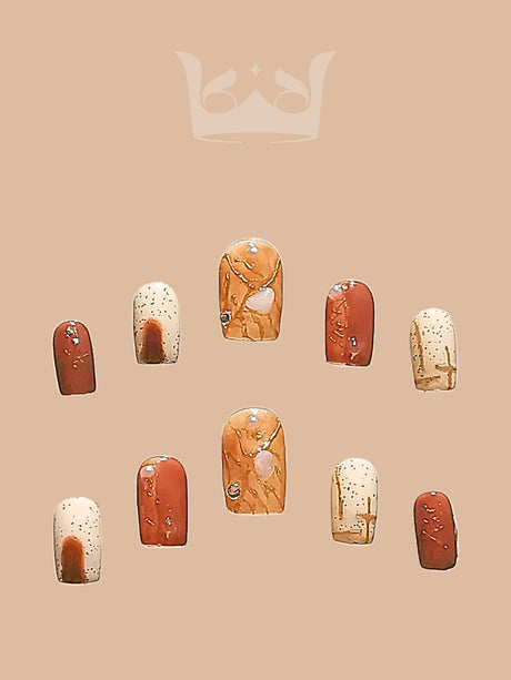 Che Naildid handmade luxury brown square press on nails