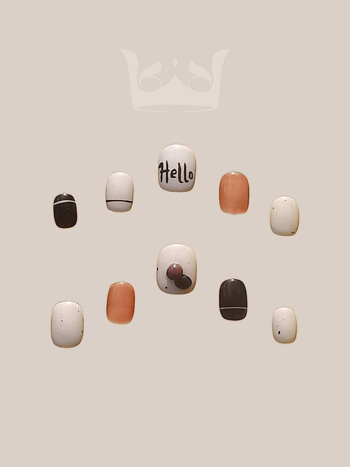 These press-on nails are designed for personal fashion and self-expression, suitable for casual or formal events. They feature minimalist designs with playful touches.