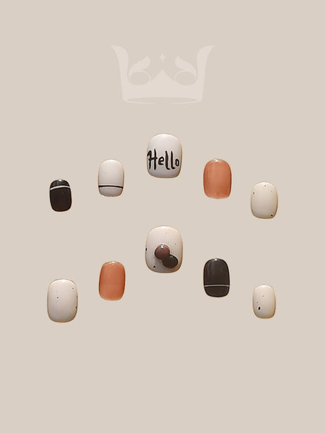 These press-on nails are designed for personal fashion and self-expression, suitable for casual or formal events. They feature minimalist designs with playful touches.