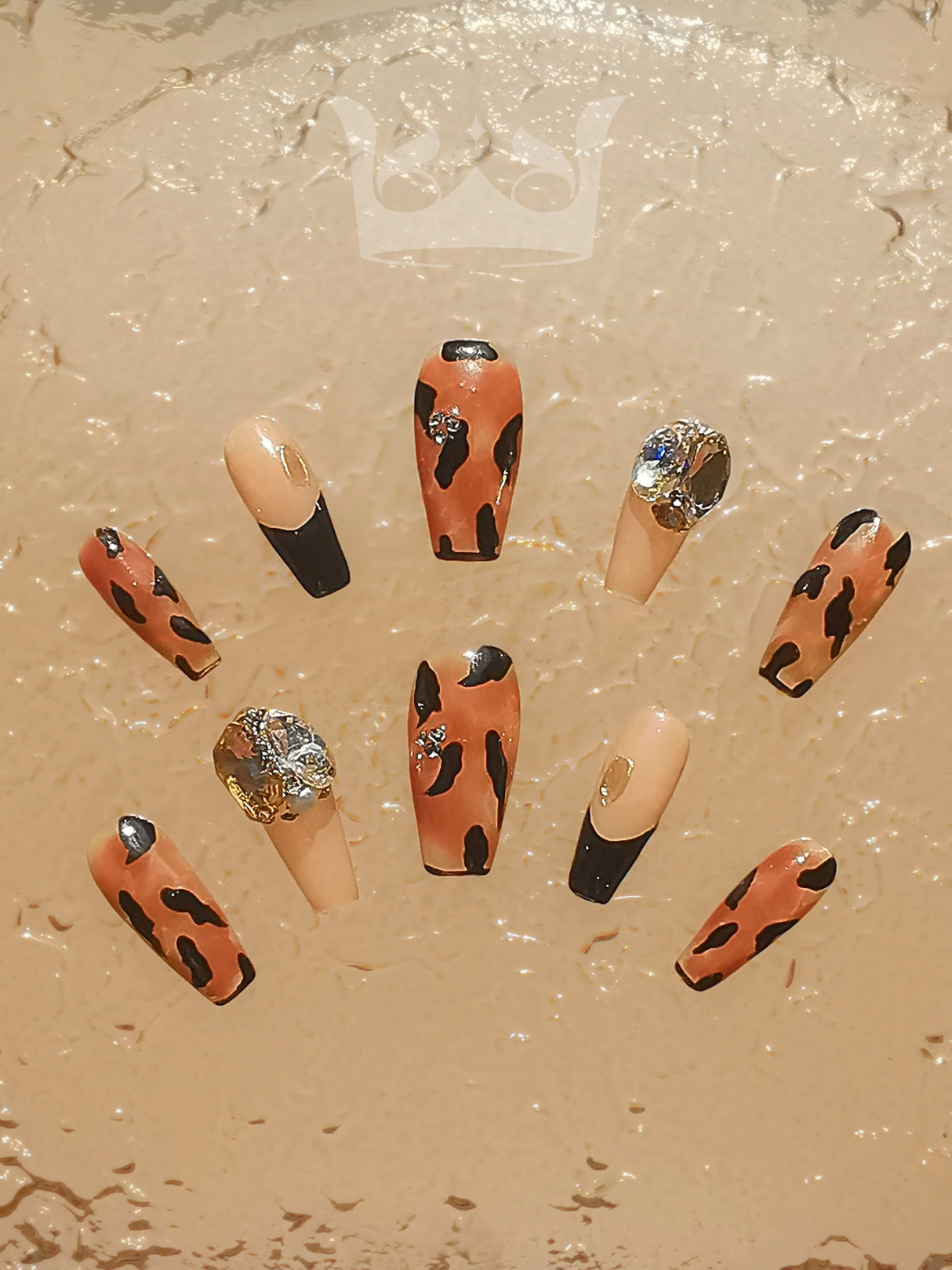 Bold and versatile nails for special occasions with a mix of classic and trendy elements. Animal print patterns, French tips, rhinestones, and matte/glossy finishes.