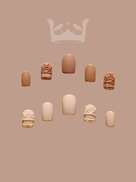 Sophisticated and modern nails with a neutral color palette, French tips with a twist, negative space elements, line art, and matte finish for a chic and trendy look suitable for various occasions.