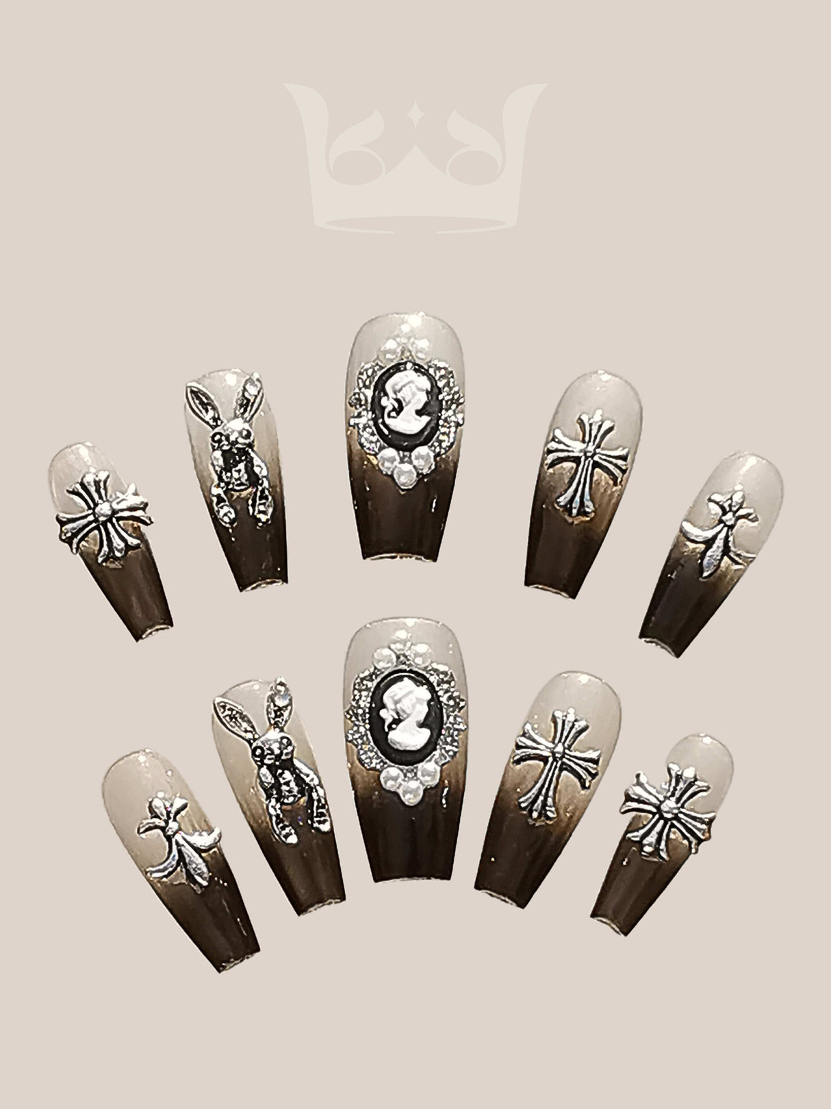 Opulent and eye-catching nails with metallic accents and gem-like embellishments are perfect for special occasions or making a fashion statement.