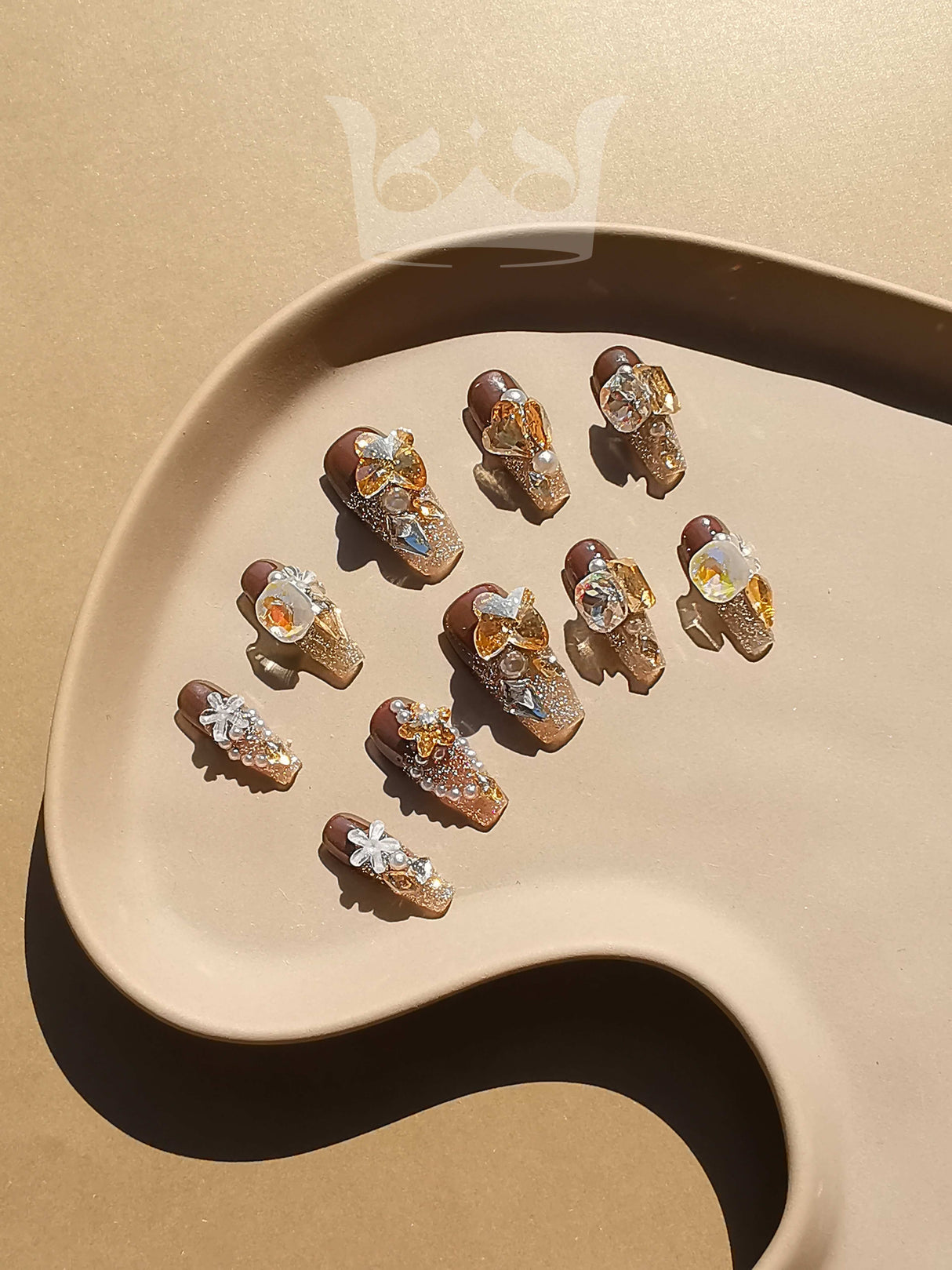 Brown Floral Nails with Elegant Depth